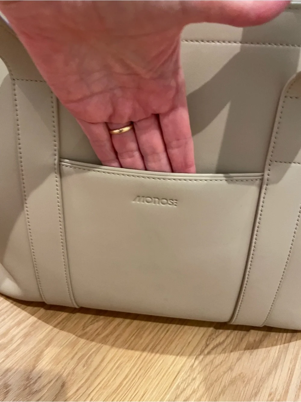 Monos Ivory Vegan Leather Metro Tote Bag